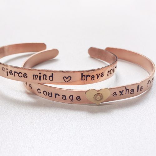 Copper bracelet cuff with personalized message
