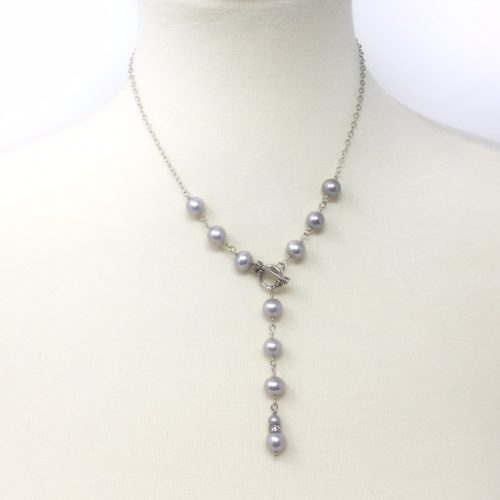 Fresh water pearl lariat with sterling silver toggle