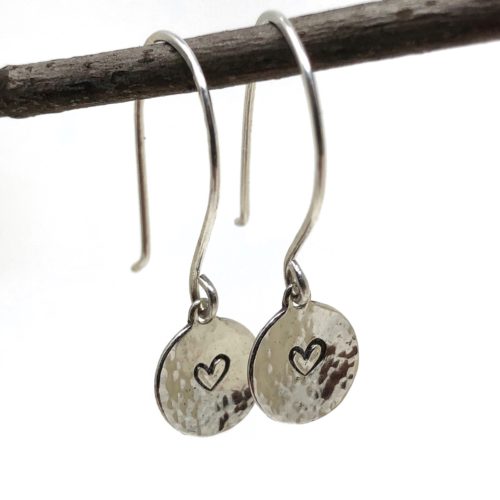 textured heart earrings sterling silver