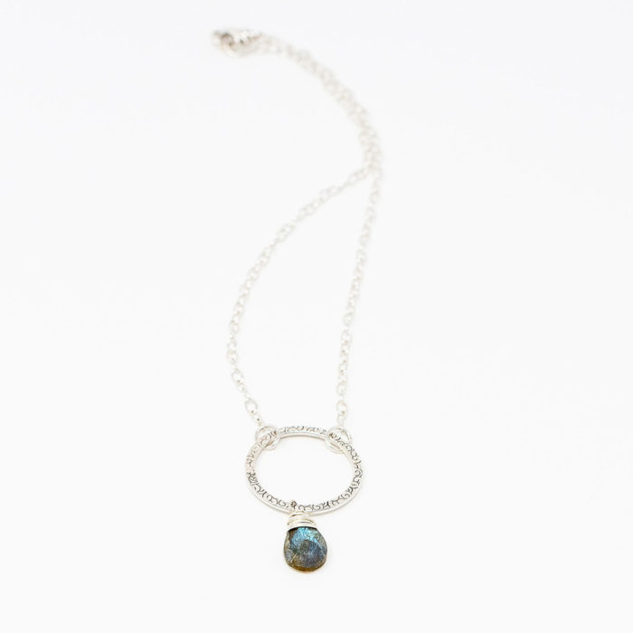 Sterling silver necklace with labradorite drop